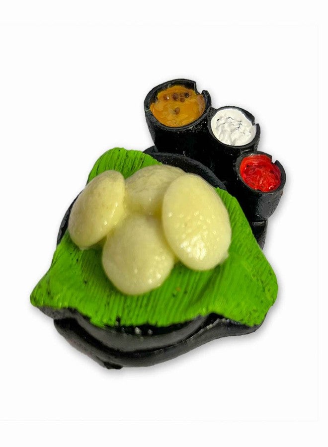 Ethnic Karigari مغناطيس ثلاجة مصغر ثلاثي الأبعاد لأطباق جنوب الهند التقليدية (إيدلي وسامبار) - هدية تذكارية مثالية - صنع في الهند 100% - Image 2